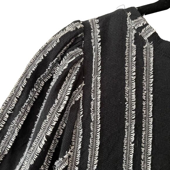 LOFT XS Sheath Dress Puff Short Sleeve Textured Striped Black White - Picture 10 of 10